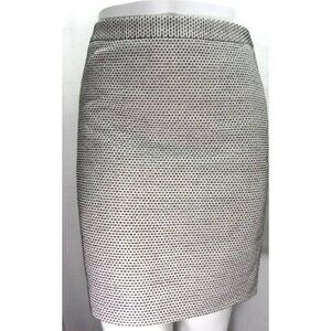 LOFT IVORY & BLACK DOT TEXTURED CASUAL CAREER STRAIGHT SKIRT SIZE: 8P NWT